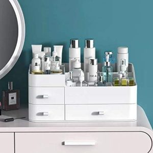 MIUOPUR Large White Makeup Organizer with Drawers for Cosmetics Jewelry Storage