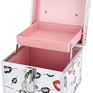 Portable Aluminum Makeup Train Case with Tray and Lock for Artists and Travel 14-inch