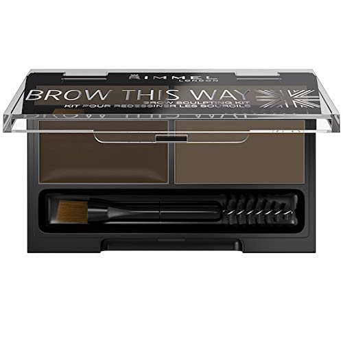 Rimmel Brow This Way Sculpting Kit Dark Brown, 0.04 oz Powder, 0.03 oz Wax - Image 2