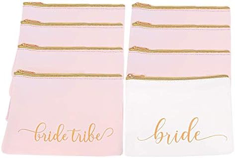 Heather & Willow Blush 8 Piece Canvas Makeup Bag Set for Bridesmaids & Bachelorette Parties - Image 2