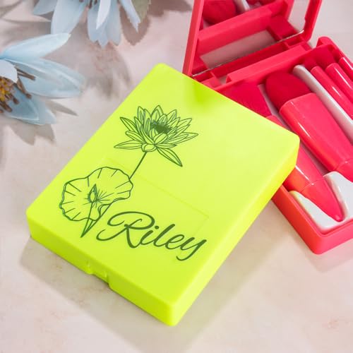 Callie Personalized Makeup Brush Set with Holder, Mirror, 5 Brushes, Custom Birth Flower - Image 4