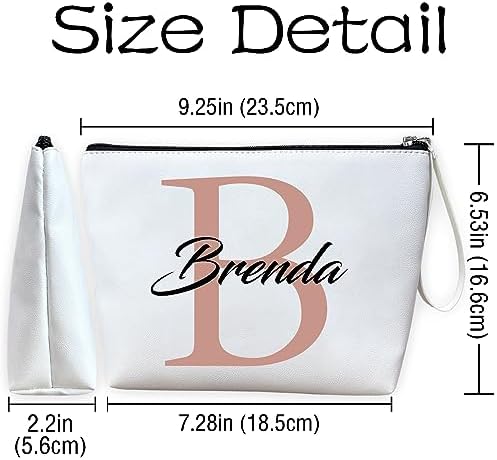 Personalized Makeup Bag PU Leather Waterproof Custom Monogrammed Cosmetic Bag with Inner Pocket Gift for Wedding Birthday Christmas Bride Bridesmaid Friends - Image 2