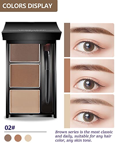 3-Color Long-Lasting Waterproof Eyebrow Powder Makeup Kit with Mirror and Tools - Image 2