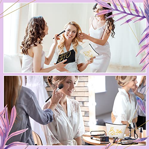 11-Piece White and Black Canvas Makeup Bag Set for Bridal Showers and Weddings - Image 6