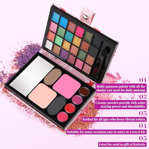 24-Color Eyeshadow & 4 Lipstick All-in-One Makeup Kit for Women with Accessories - Image 3
