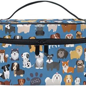 Cute Dog Puppy Makeup Bag Cosmetic Bag for Women Girls Cartoon Animal Paw Portable makeup pouch Box Large Capacity Travel Toiletry Brush Bag Zip Storage Bag Accessories Organizer