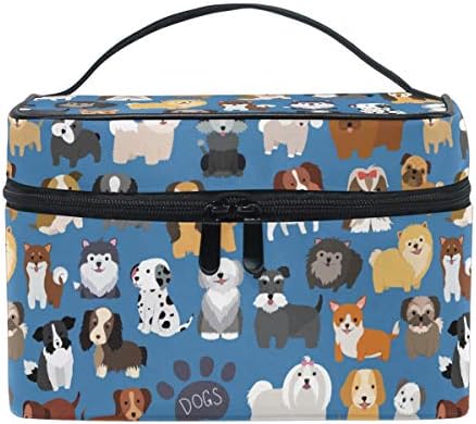 Cute Dog Puppy Makeup Bag Cosmetic Bag for Women Girls Cartoon Animal Paw Portable makeup pouch Box Large Capacity Travel Toiletry Brush Bag Zip Storage Bag Accessories Organizer