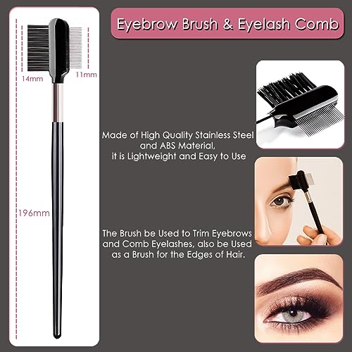 KINGMAS Eyebrow Brush & Eyelash Separator Eyeliner Brush and Brow Comb Lash Spoolie Brush, Steel Mascara Comb Grooming Brush, 5Pcs Eye Makeup Tools - Image 6