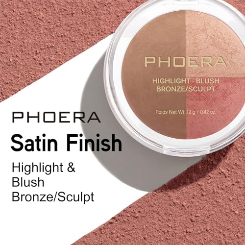 PHOERA Contour Palette 6 Color Makeup with Highlighter Bronzer Blush - Lightweight Waterproof (#002) - Image 6