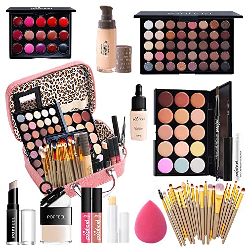 Beginner Friendly 13 Piece Makeup Kit for Women and Teens with Eyeshadow, Lip Gloss, and Brushes
