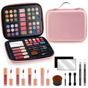Color Nymph Pink Beginner Makeup Kit for Teens, 36 Colors, Brushes, Reusable Handbag