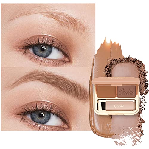 Oulac Waterproof Ginger Brown Eyebrow Powder Kit 3.2g with Brow Brush Natural Makeup