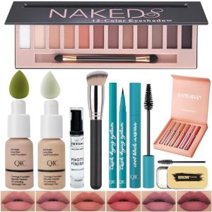 All-in-One Makeup Kit 102 Nude 104 Buff Beige 12 Eyeshadows 6 Lipsticks Waterproof