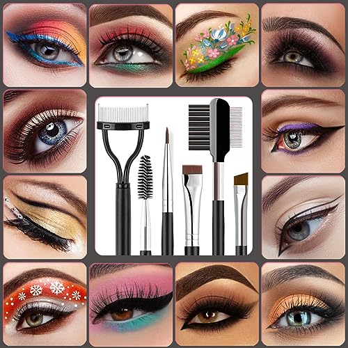 KINGMAS Eyebrow Brush & Eyelash Separator Eyeliner Brush and Brow Comb Lash Spoolie Brush, Steel Mascara Comb Grooming Brush, 5Pcs Eye Makeup Tools - Image 7