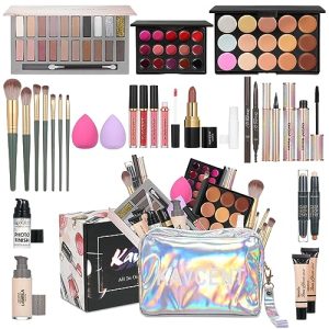 Full Makeup Kit for Women Teens Includes Foundation Primer Eyeshadow Concealer Lipstick & Bag
