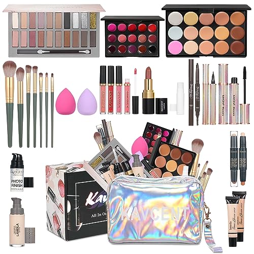 Full Makeup Kit for Women Teens Includes Foundation Primer Eyeshadow Concealer Lipstick & Bag
