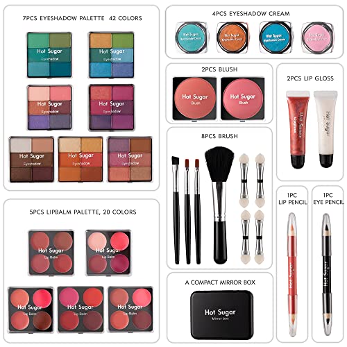 Hot Sugar Rainbow Makeup Kit Teen Girls 15-Piece Starter Set Eye Shadow Lip Gloss Blush Brushes Mirror - Image 4