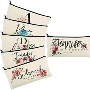 Personalized Bridesmaid Makeup Bag Set of 3 for Bridal Shower Survival Kit