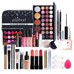 Complete All-in-One Women's Makeup Kit with Eyeshadow Palette and Lip Gloss - 12 Piece Set