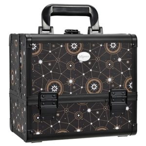 Joligrace Star Chart Lockable Makeup Train Case with 3 Trays and Brush Holder