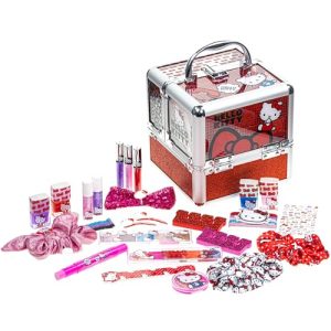 Hello Kitty Train Case Cosmetic Makeup Set for Girls 3+, Includes Lip Gloss