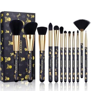 Docolor Makeup Brush Set Professional 12Pcs Goth Makeup Brushes Premium Synthetic Powder Foundation Contour Blush Concealer Eye Shadow Blending Liner Make Up Brush Kit