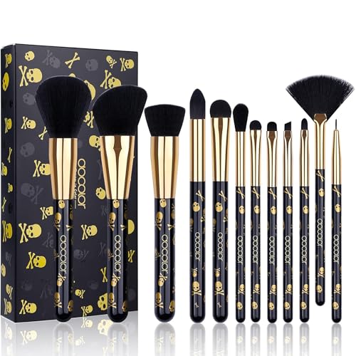 Docolor Makeup Brush Set Professional 12Pcs Goth Makeup Brushes Premium Synthetic Powder Foundation Contour Blush Concealer Eye Shadow Blending Liner Make Up Brush Kit