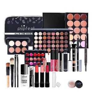 All In One Makeup Kit 27 Piece Makeup Kit for Women Full Kit, All in One Makeup Sets Include Eyebrow Eyeliner Eyeshadow Mascara Foundation Concealer Lip Gloss Lipstick Makeup Brush (MKit-03)