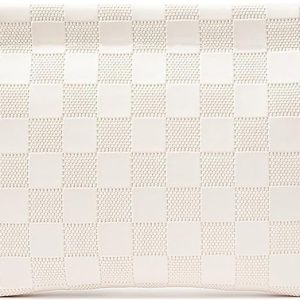 White Leather Pocket Cosmetic Bag, Waterproof Self-Closing Makeup Pouch for Women's Purses