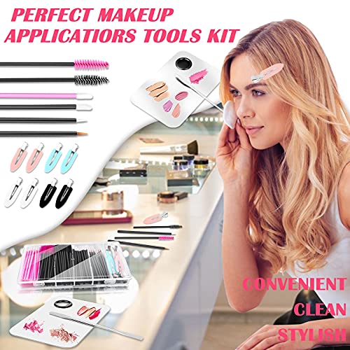 Disposable Makeup Applicators Kit 200 Pcs, Mascara Wands, Lip Brushes, Hair Clips, Tray, Organizer Box - Image 7