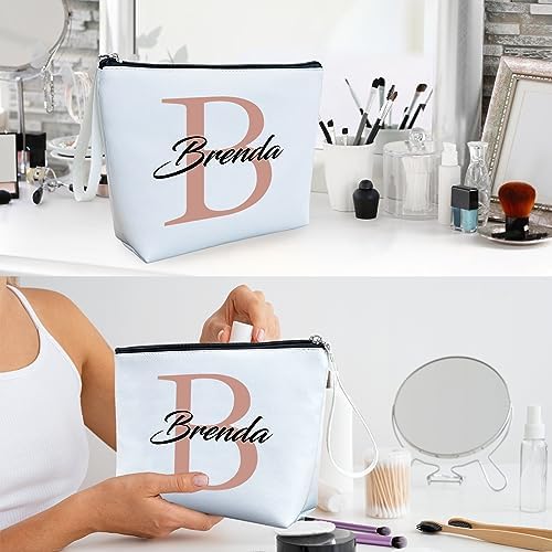 Personalized Makeup Bag PU Leather Waterproof Custom Monogrammed Cosmetic Bag with Inner Pocket Gift for Wedding Birthday Christmas Bride Bridesmaid Friends - Image 6