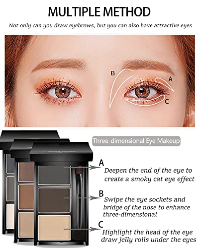 3-Color Long-Lasting Waterproof Eyebrow Powder Makeup Kit with Mirror and Tools - Image 4