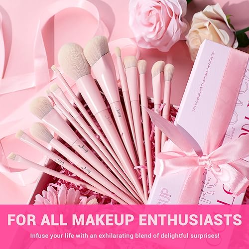 Jessup Pink Makeup Brushes Set 14Pcs Make up Brushes Premium Vegan Foundation Concealer Blush Eyeshadow Eyeliner Powder Highlighter Blending Face Brush Set, T495 - Image 6