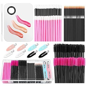 Disposable Makeup Applicators Kit 200 Pcs, Mascara Wands, Lip Brushes, Hair Clips, Tray, Organizer Box