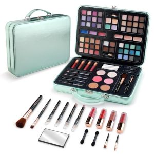 Color Nymph All in One Girls Makeup Sets Ages 4-16, Teen Makeup Kits for Beginner with Green Case, Eyeshadow Palettes Blush Lipgloss Eyeliner, Cosmetics Gift Set for Birthday