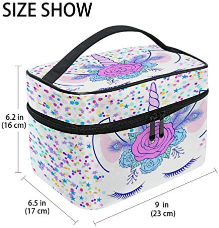 ZOEO Makeup Train Case Cream Unicorn Head Cute Cat Eye Star Korean Carrying Portable Zip Travel Cosmetic Brush Bag Organizer Large White Elephant Gift for Girls Women - Image 2