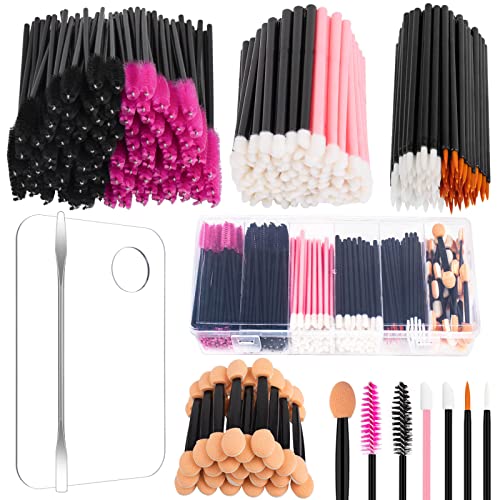 Rolybag Disposable Makeup Applicators Kit Mascara Wands Eyeliner Brushes Lip Applicators Eyeshadow Applicators Disposable Makeup Tools with Organizer Box for Easy Portability