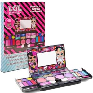 LOL Surprise Portable Cosmetic Compact Makeup Kit with Mirror, 14 Lip Glosses, 8 Eye Shadows, 4 Blushes, 4 Brushes