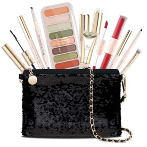 Color Nymph Teen Girls Makeup Kits, All In One Makeup kit For Girls Makeup For Teen Ages 5-16 with Sequin Bag Packed Individually 9 Colors Eyeshadow Liquid Blush Lip gloss Mascara -Orange Green
