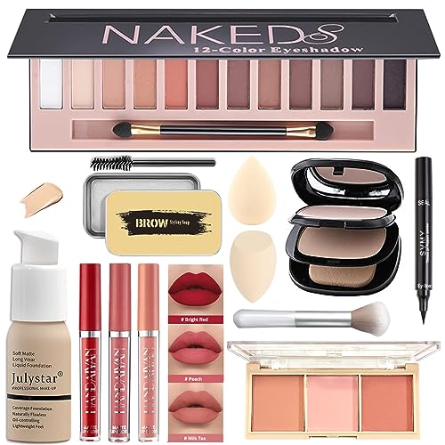 All-in-One Makeup Kit for Women and Teens, Full Cosmetics Set in Pink, 12 Pieces