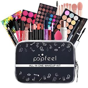 Pure Vie All-in-One Holiday Gift Makeup Set Cosmetic Essential Starter Bundle Include Eyeshadow Palette Lipstick Concealer Blush Mascara Eyeliner Face Powder Lipgloss Brush - Makeup Full Kit for Women