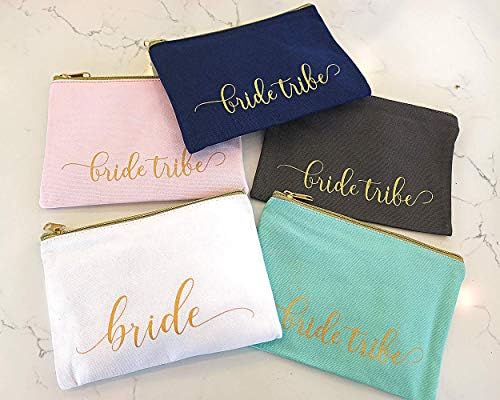 Heather & Willow Blush 8 Piece Canvas Makeup Bag Set for Bridesmaids & Bachelorette Parties - Image 3