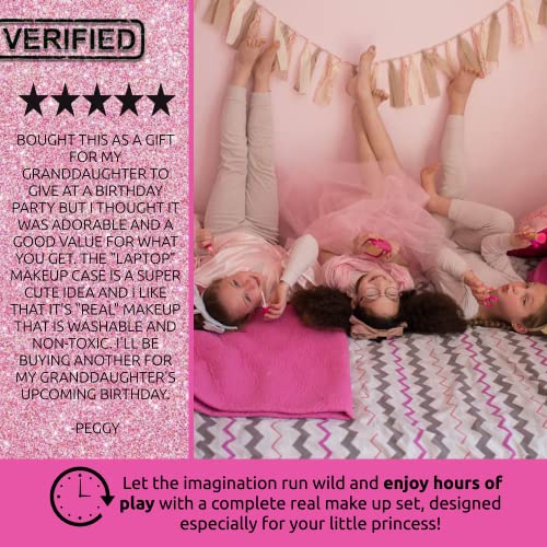 Pink Foldable Makeup Palette and Mirror, Age-Appropriate First Makeup Set for Young Girls - Image 6