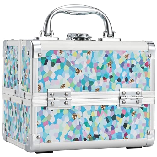 Frenessa Portable Makeup Train Case Organizer 2 Trays Mirror for Travel