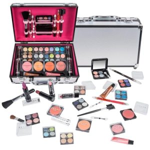 SHANY Pro Makeup Train Case with Complete Pro Makeup Set, Brushes, and Lipsticks