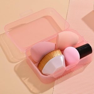 VIPGCLOUD Latex-Free Blender Sponge Set - Professional Beauty Magic Box Kit with 2 Blenders, Powder Brush, and Makeup Tab Pad for Flawless Makeup Application - Hypoallergenic Beauty Blender Sponges.