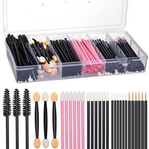 300 Piece Disposable Makeup Tool Kit with Organizer for Brow, Lip, Eyeshadow Brushes