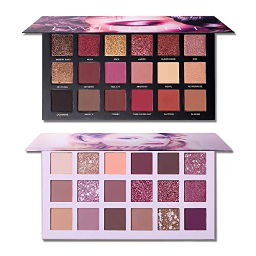 CHARMCODE 2-Piece Eyeshadow Palette Set with Matte and Shimmer Highly Pigmented Shades