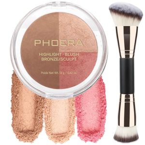 PHOERA Contour Palette 6 Color Makeup with Highlighter Bronzer Blush - Lightweight Waterproof (#002)