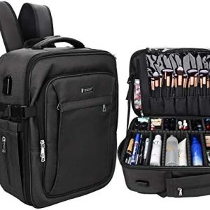 Relavel Extra Large Makeup Backpack Professional Travel Case with Adjustable Dividers